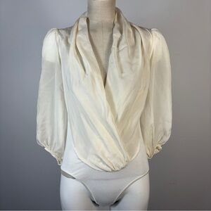 Guess by Marciano Elegant Cream Silk Bodysuit S *Flaw